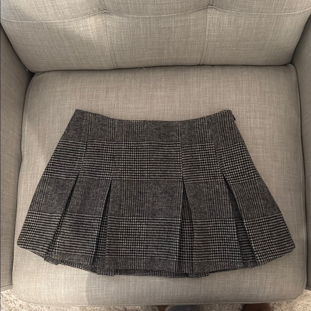 Naked Wardrobe Black and Gray Plaid Mini Skirt